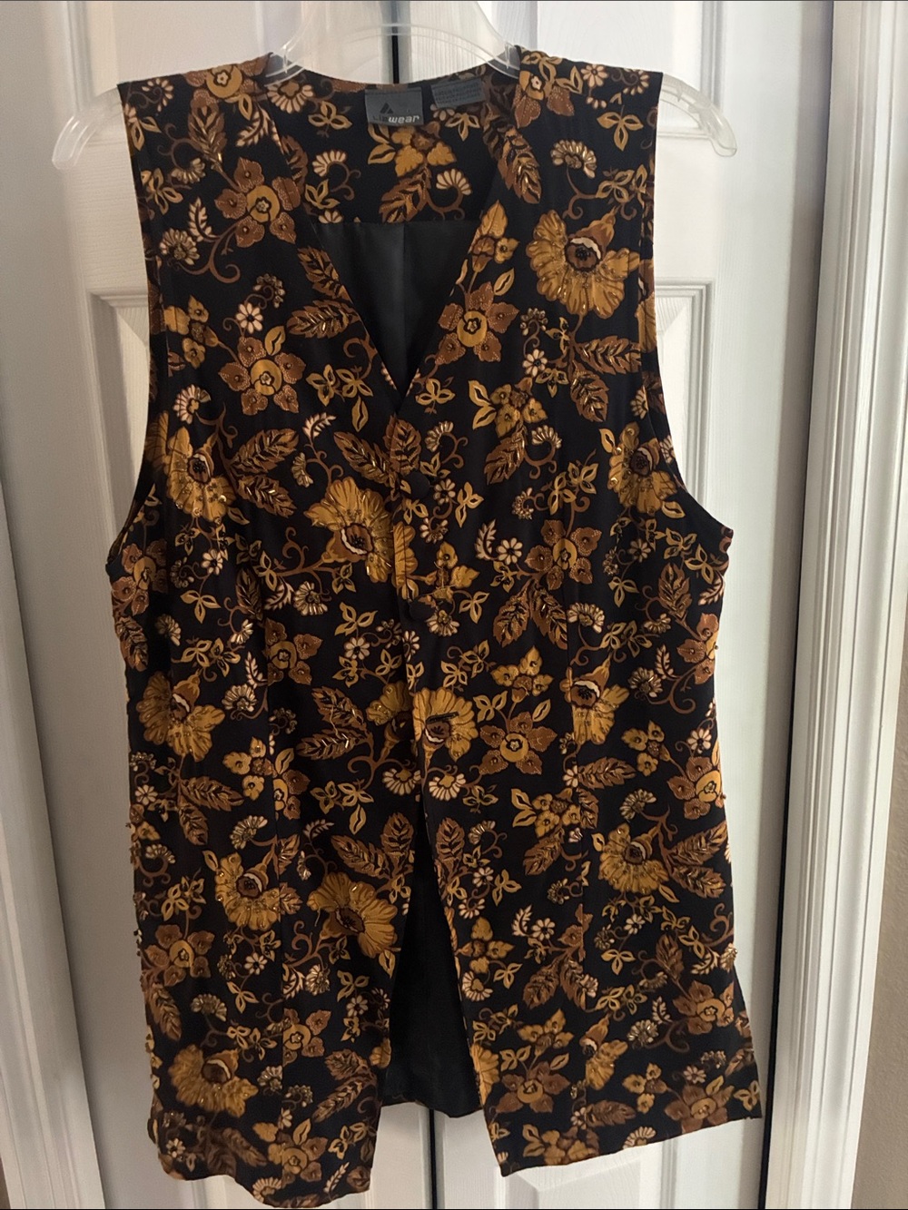 Liz Wear Black & Gold Floral Vest